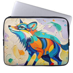 Fox Expressive abstract animal art design Laptop Sleeve