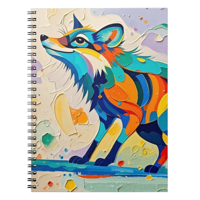 Fox Expressive abstract animal art design  Notebook (Front)