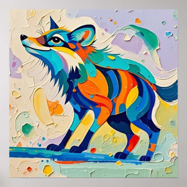 Fox Expressive abstract animal art design  Poster (Front)