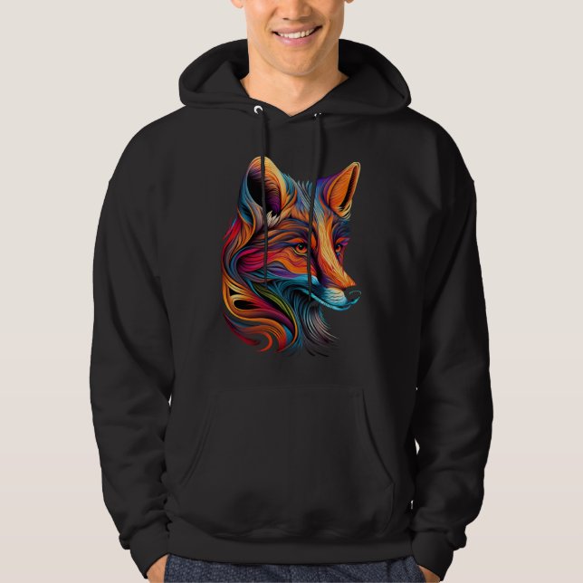 Fox Face Beautiful Colorful Artistic Animal Hoodie (Front)