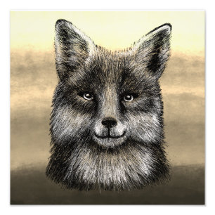 Fox face drawing photo print