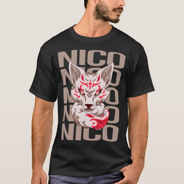 Fox Face - Nico Name T-Shirt (Front)