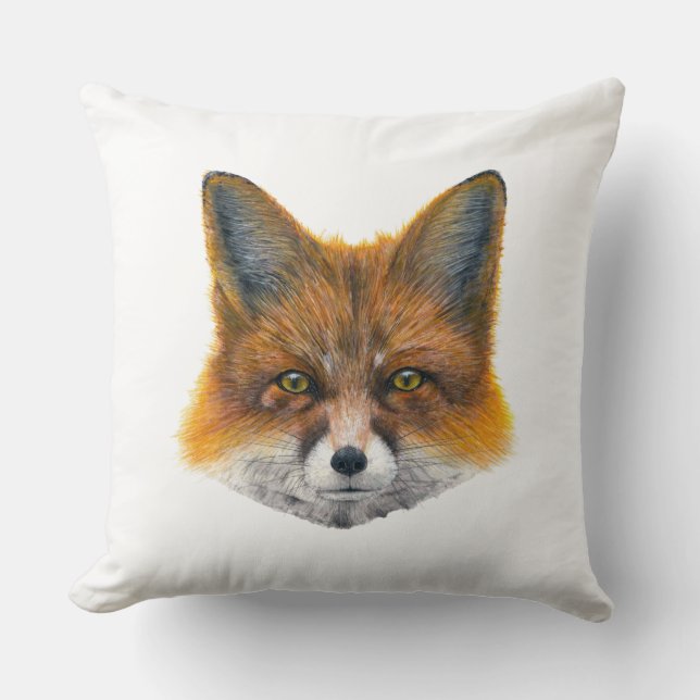 Fox face - Painting in acrylic Cushion (Front)