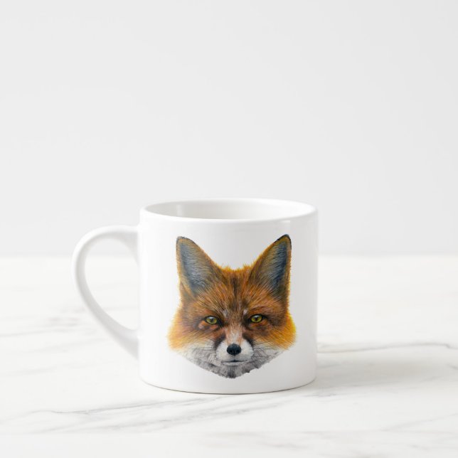Fox face - Painting in acrylic Espresso Cup (Left)