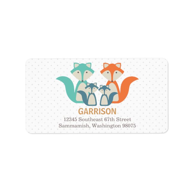 Fox Family Address Label with 4 Fox (Front)
