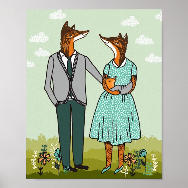 Fox Family Art Print (Front)