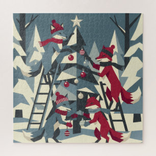 Fox Family Christmas I Jigsaw Puzzle