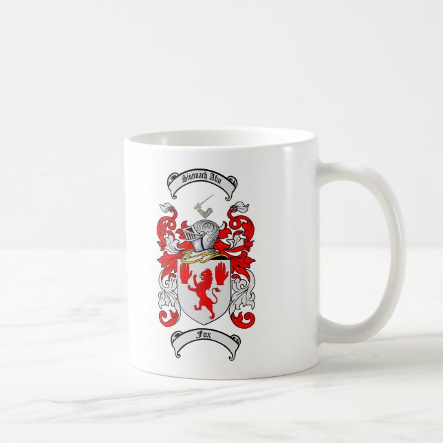 FOX FAMILY CREST -  FOX COAT OF ARMS COFFEE MUG (Right)