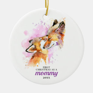 Fox Family First Christmas As A Mummy Personalised Ceramic Ornament