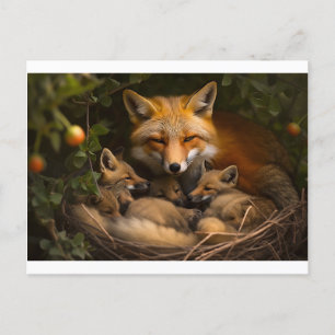 Fox Family in the Wild Postcard