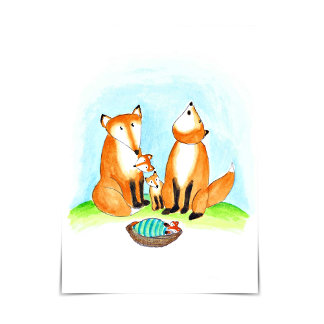 Fox Family New Baby Adoption Card