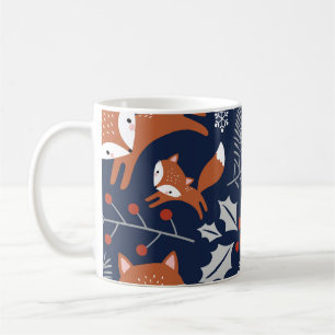 Fox family: vintage seamless pattern. coffee mug