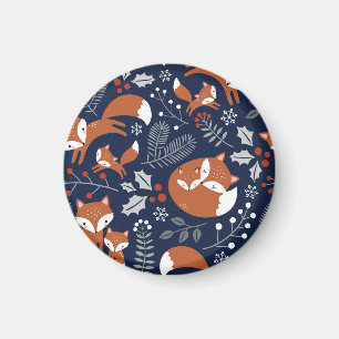 Fox family: vintage seamless pattern. magnet