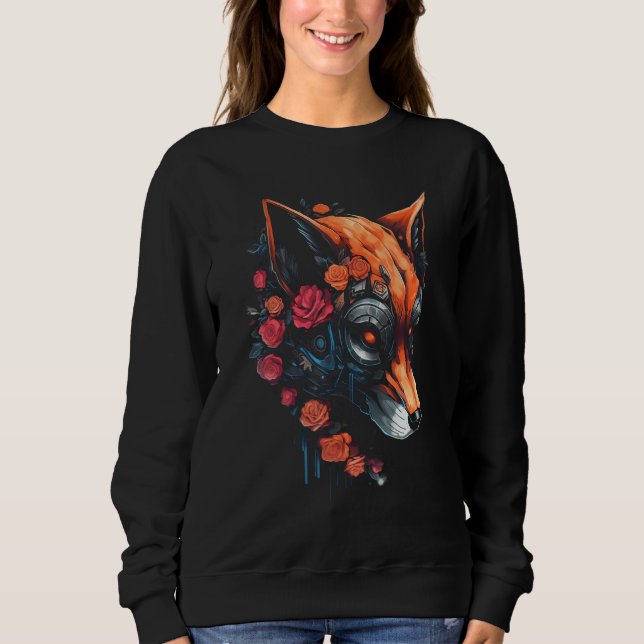 Fox Fantasy Flowers Art - Animal Fox Sweatshirt (Front)
