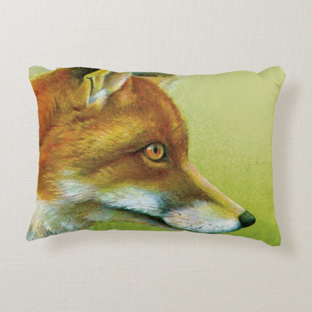 Fox fine art painting throw pillow (Back)