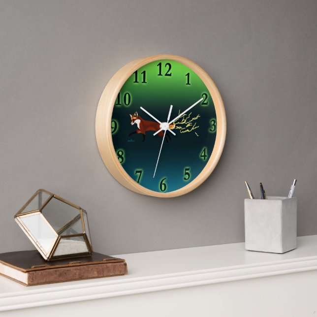 Fox Fire - Northern Lights Clock (Office)