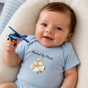 Fox Flies Aeroplane Personalised Baby Boy Aviation Bodysuit