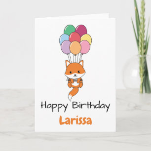 Fox Flies Up With Colourful Balloons Card