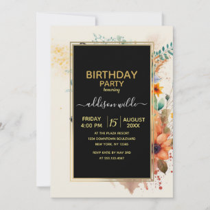 Fox Flower Crown Watercolor Invitation