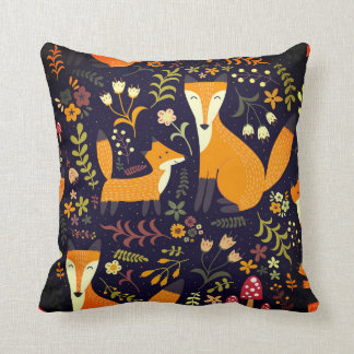 Fox Folk Art Animal Throw Pillow