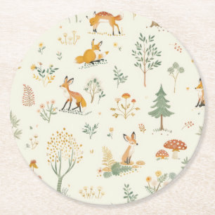 "Fox Forest Coasters" Round Paper Coaster