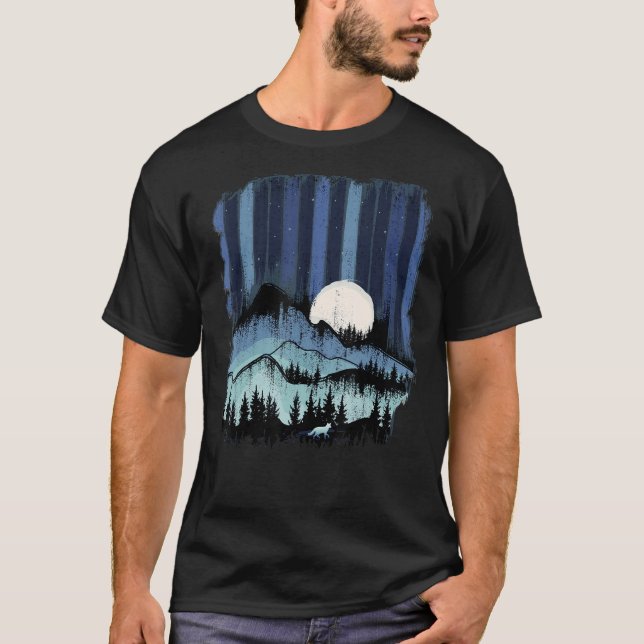 Fox Forest Landscape Hiking Wildlife Adventure Ret T-Shirt (Front)