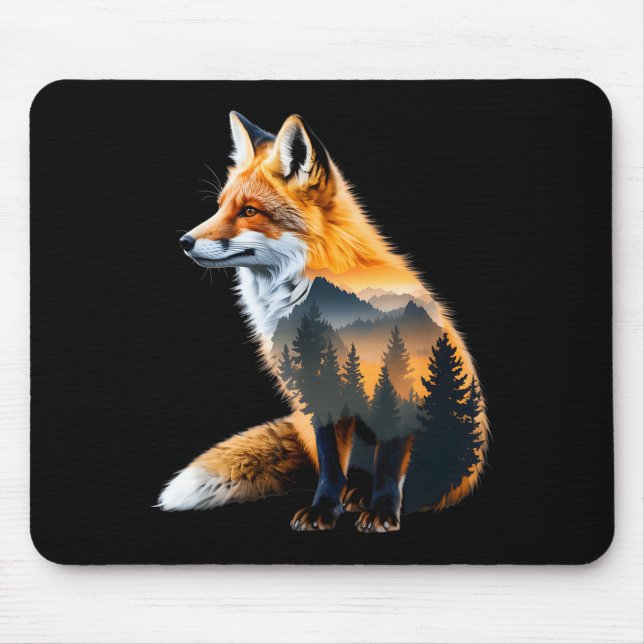 Fox Forest Nature Lover Mountains Hiking Camng Bus Mouse Pad (Front)