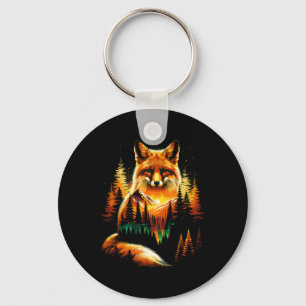 Fox Forest Nature Lover Mountains Hiking Camping Key Ring