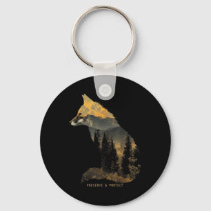 Fox Forest Protect Preserve Hiking Camping Nature Key Ring