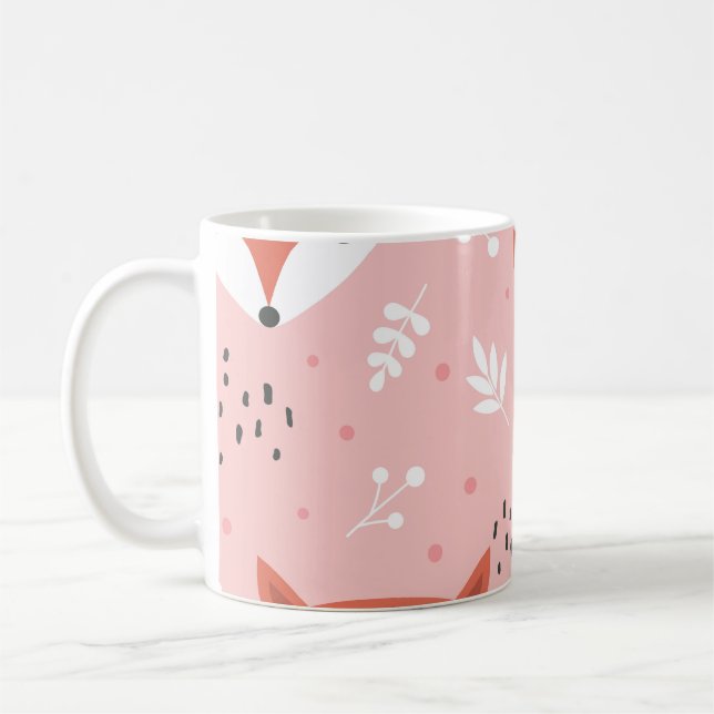 Fox Fun: Cute Forest Pattern Coffee Mug (Left)
