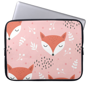 Fox Fun: Cute Forest Pattern Laptop Sleeve
