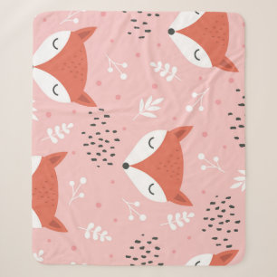 Fox Fun: Cute Forest Pattern Sherpa Blanket
