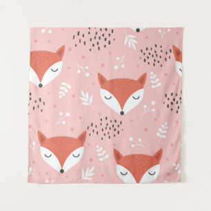 Fox Fun: Cute Forest Pattern Tapestry