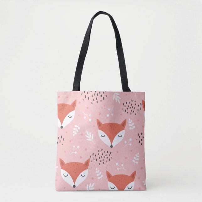 Fox Fun: Cute Forest Pattern Tote Bag (Front)