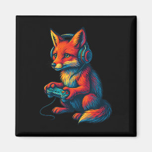 Fox Gaming With Headphones Funny Video Games Gamer Magnet