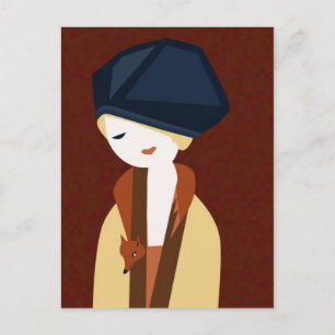 Fox girl postcard