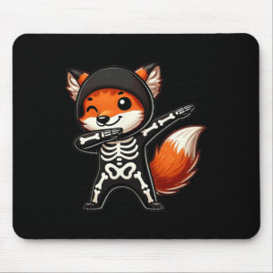 Fox Halloween Skeleton Kids Women Men Fox Mouse Pad