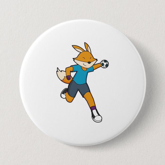 Fox Handball player Handball 7.5 Cm Round Badge (Front)