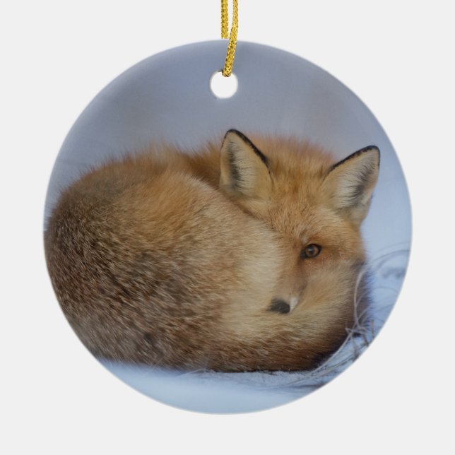 fox hanging ornament, foxy decor ceramic ornament (Front)
