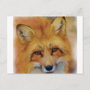 fox head art postcard