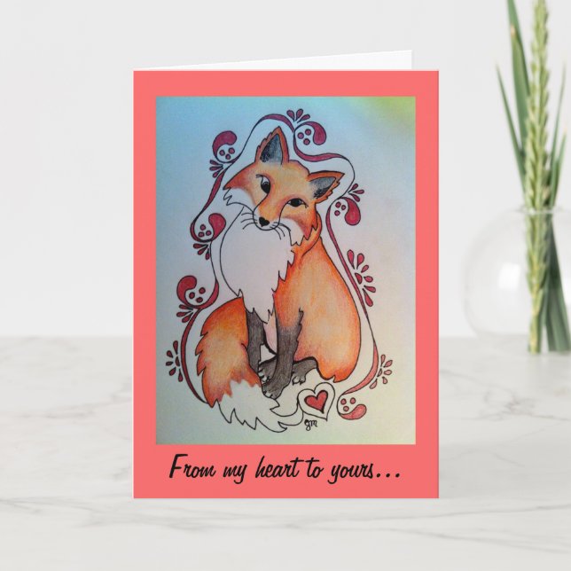 Fox & Heart Valentine Card (Front)