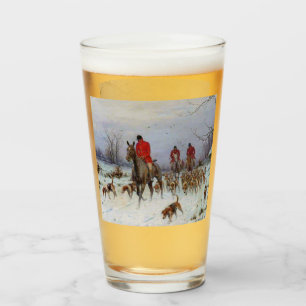 Fox Hunt Huntsmen and Hounds Returning Home Glass