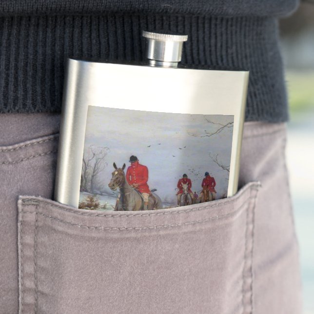 Fox Hunt Huntsmen and Hounds Returning Home  Hip Flask (In Situ)
