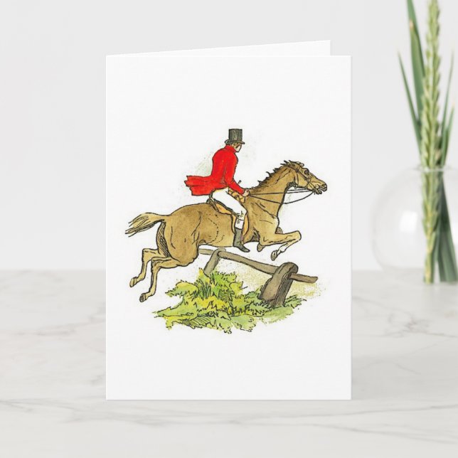 Fox Hunt Jumper Hunter Horse Riding Note Card (Front)