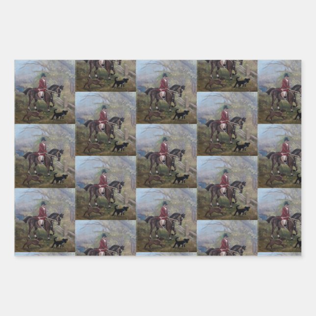 fox hunt Wrapping Paper Flat Sheet Set of 3 (Front)