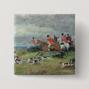 Fox Hunting in Surrey, 19th century 15 Cm Square Badge