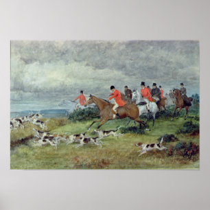 Fox Hunting in Surrey, 19th century Poster