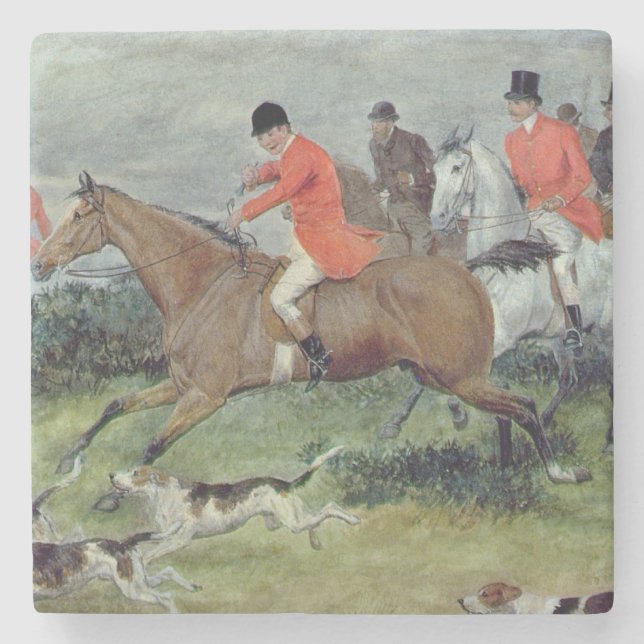 Fox Hunting in Surrey, 19th century Stone Coaster (Front)