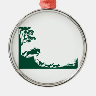 Fox Hunting Silhouette Metal Ornament