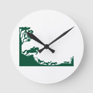 Fox Hunting Silhouette Round Clock
